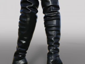 Black patent leather ASOS DESIGN Kathleen boots with platform and high heels 3D Model