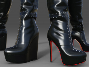 Thigh-high platform boots Two pairs 3D Model