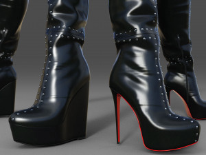 Thigh-high platform boots Two pairs 3D Model