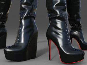 Thigh-high platform boots Two pairs 3D Model