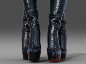 Thigh-high platform boots Two pairs 3D Model