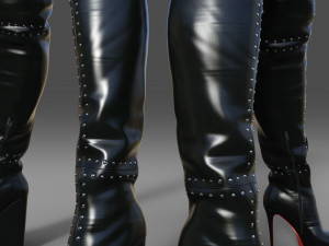 Thigh-high platform boots Two pairs 3D Model