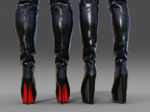 Thigh-high platform boots Two pairs 3D Model