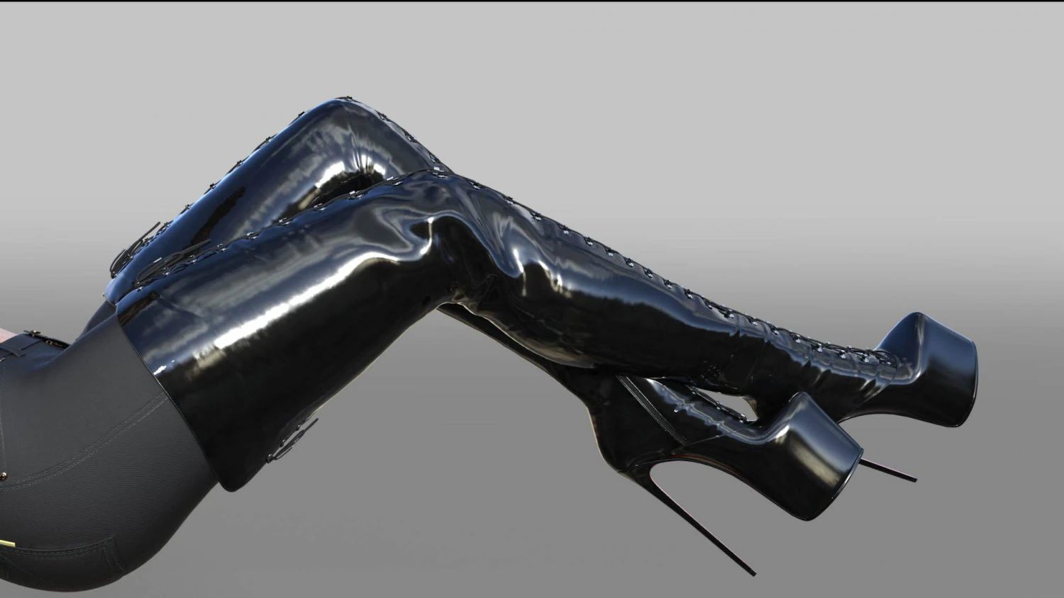 Thigh-high platform boots with lacing 3D Model .c4d .max .obj .3ds .fbx .stl .blend