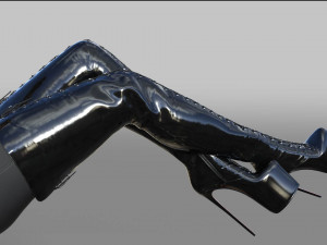 Thigh-high platform boots with lacing 3D 模型