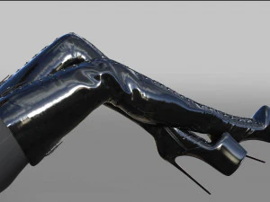 Botas hasta el muslo con plataforma y cordones Modelo 3D