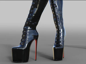 Thigh-high platform boots with lacing 3D Model