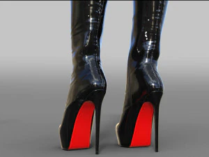 Thigh-high platform boots with lacing 3D Model