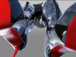 Thigh-high platform boots with lacing 3D Model