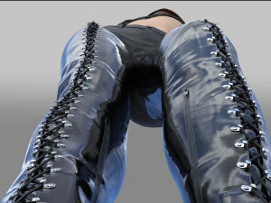 Thigh-high platform boots with lacing 3D Model