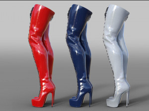 Thigh-high platform boots with lacing 3Dモデル