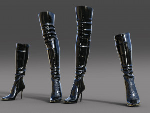 Patent leather boots two pairs 3D Model