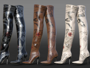 JimmyChoo Jean Paul Gaultier Over The Knee Boot 90 3D 模型