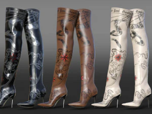 ジミー チュウ ジャン ポール ゴルチエ オーバー ザ ニー ブーツ 90 3Dモデル