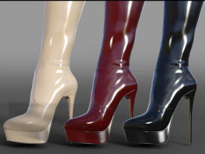THREE PAIRS OF BOOTS COLLECTION 3D Model