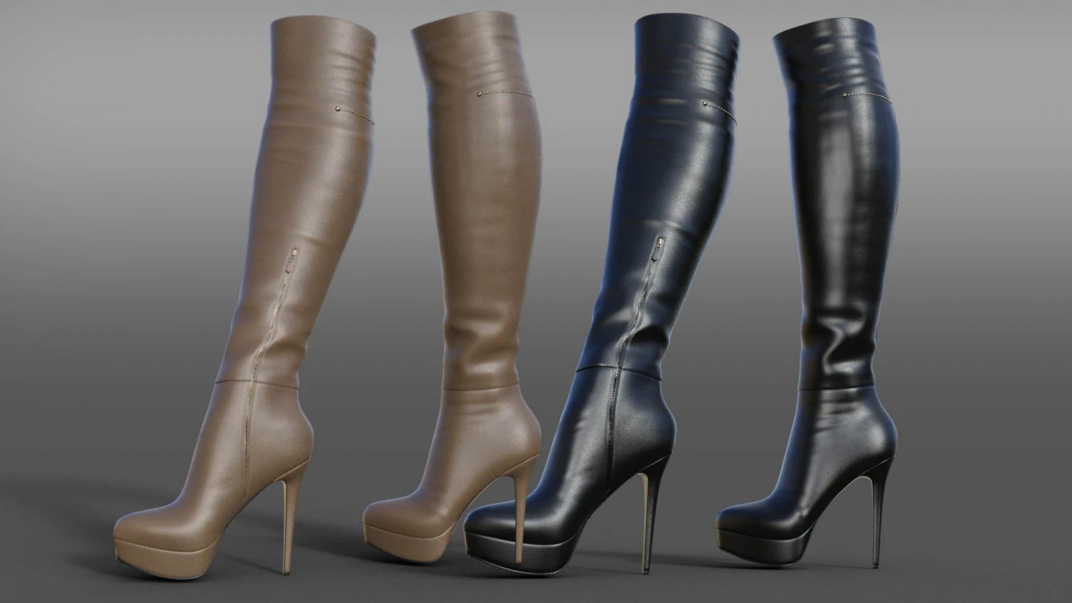 HIGH BOOTS 1 3D Model .c4d .max .obj .3ds .fbx .stl .blend