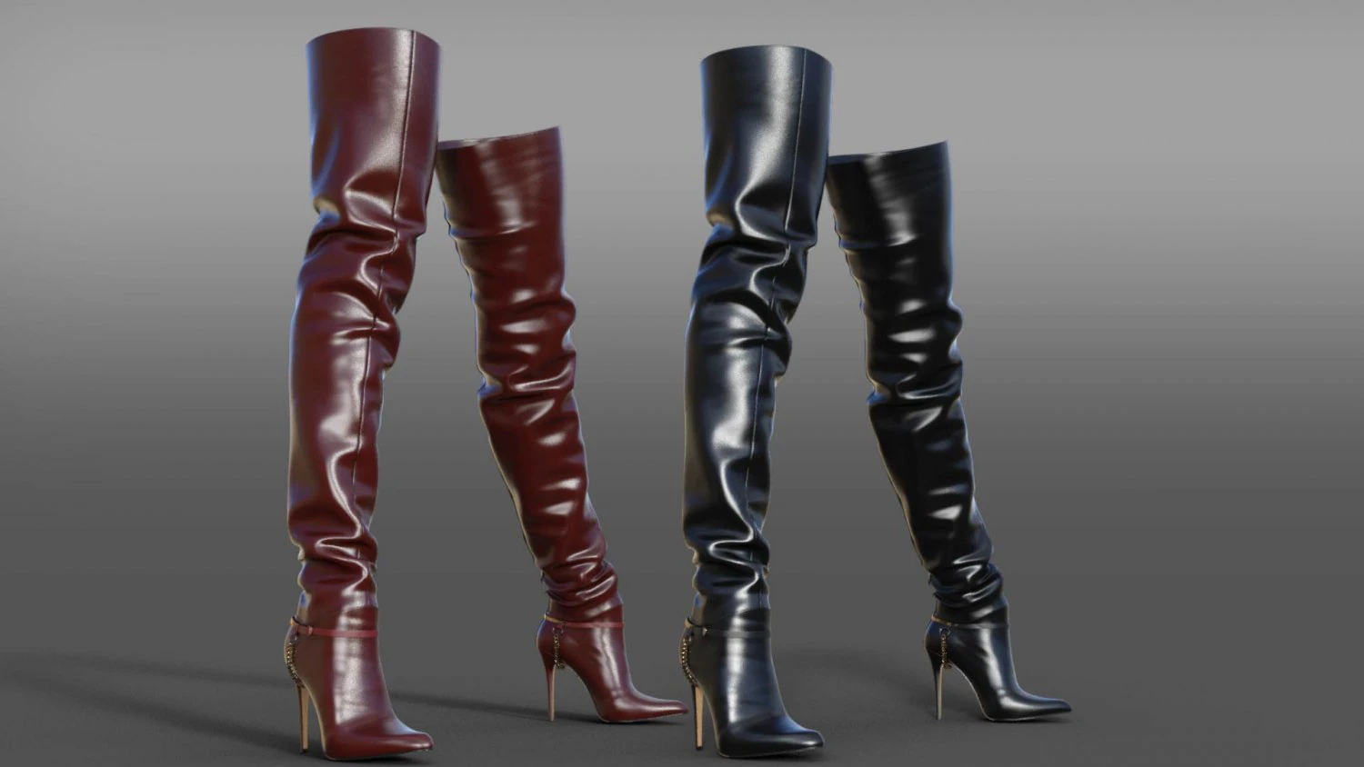 HIGH BOOTS 2 3D Model .c4d .max .obj .3ds .fbx .stl .blend 