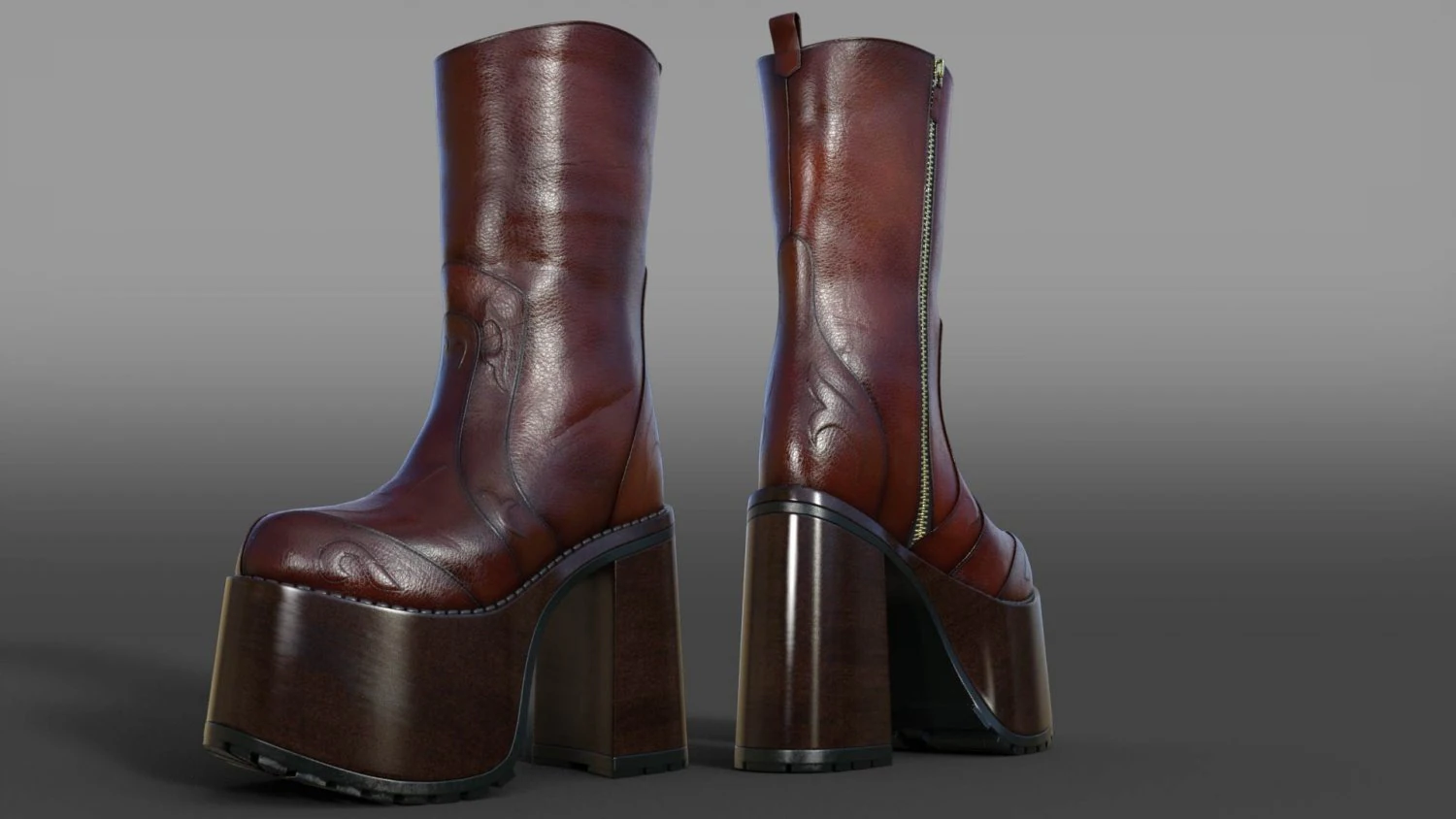 Platform Shoes 3D Model .c4d .max .obj .3ds .fbx .stl .blend 