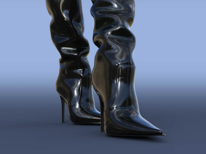Dolce Gabana High Patent Leather Boots Modèle 3D