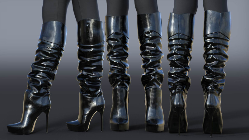 GIANMARCO LORENZI Boots Two Pairs 3 3D 모델 .c4d .max .obj .3ds .fbx .stl .blend 