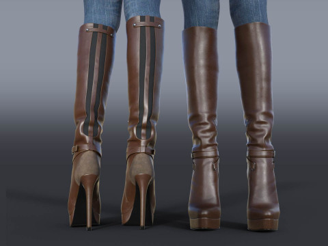 GIANMARCO LORENZI Boots Two Pairs 3 3D 모델