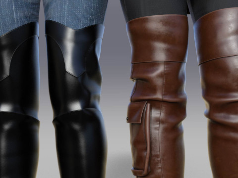 Stylish Womens High Boots two pairs 3D Model