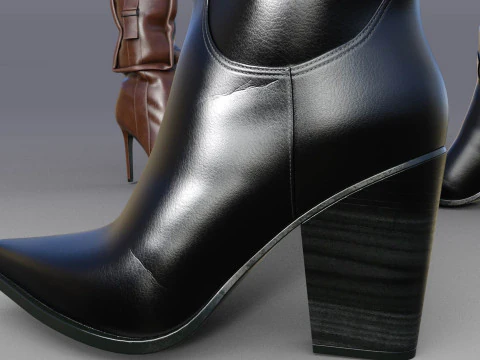 Stylish Womens High Boots two pairs 3D Model