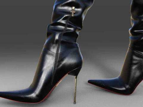 Thigh-high Santa Cruz Boots 3D Model