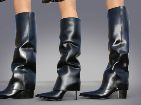 Beautiful Womens Boots 3 Pairs 3D Model