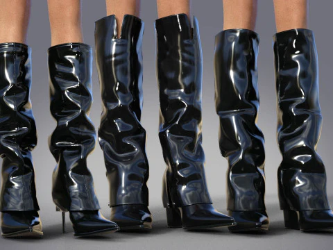 Beautiful Womens Boots 3 Pairs 3D Model