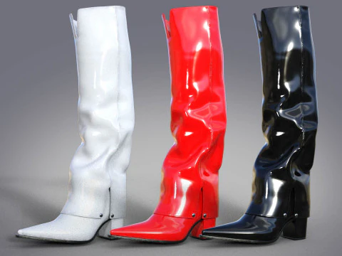 Beautiful Womens Boots 3 Pairs 3D Model
