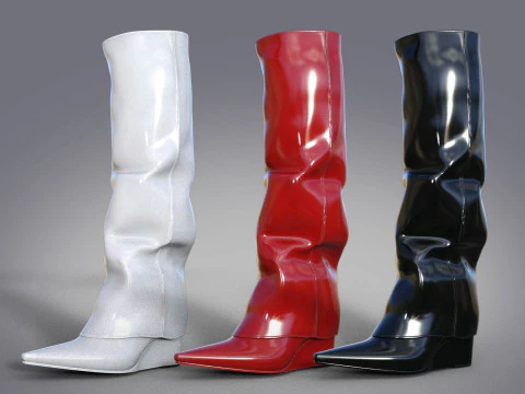 Beautiful Womens Boots 3 Pairs 3D Model