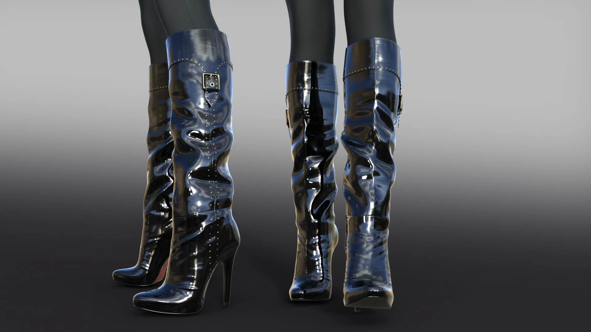 2GIANMARCO LORENZI Womens Boots 2 pairs 3D Model .c4d .max .obj .3ds .fbx .stl .blend
