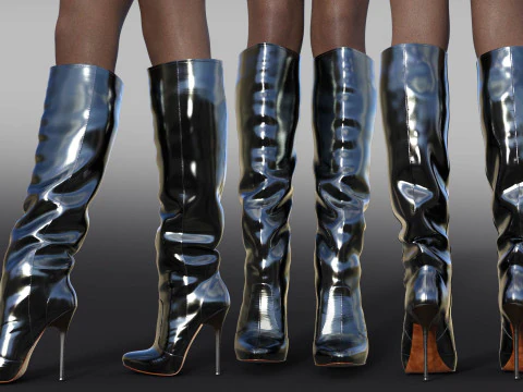 2GIANMARCO LORENZI Womens Boots 2 pairs 3D Model