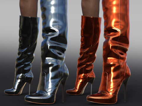2GIANMARCO LORENZI Womens Boots 2 pairs Modelo 3D