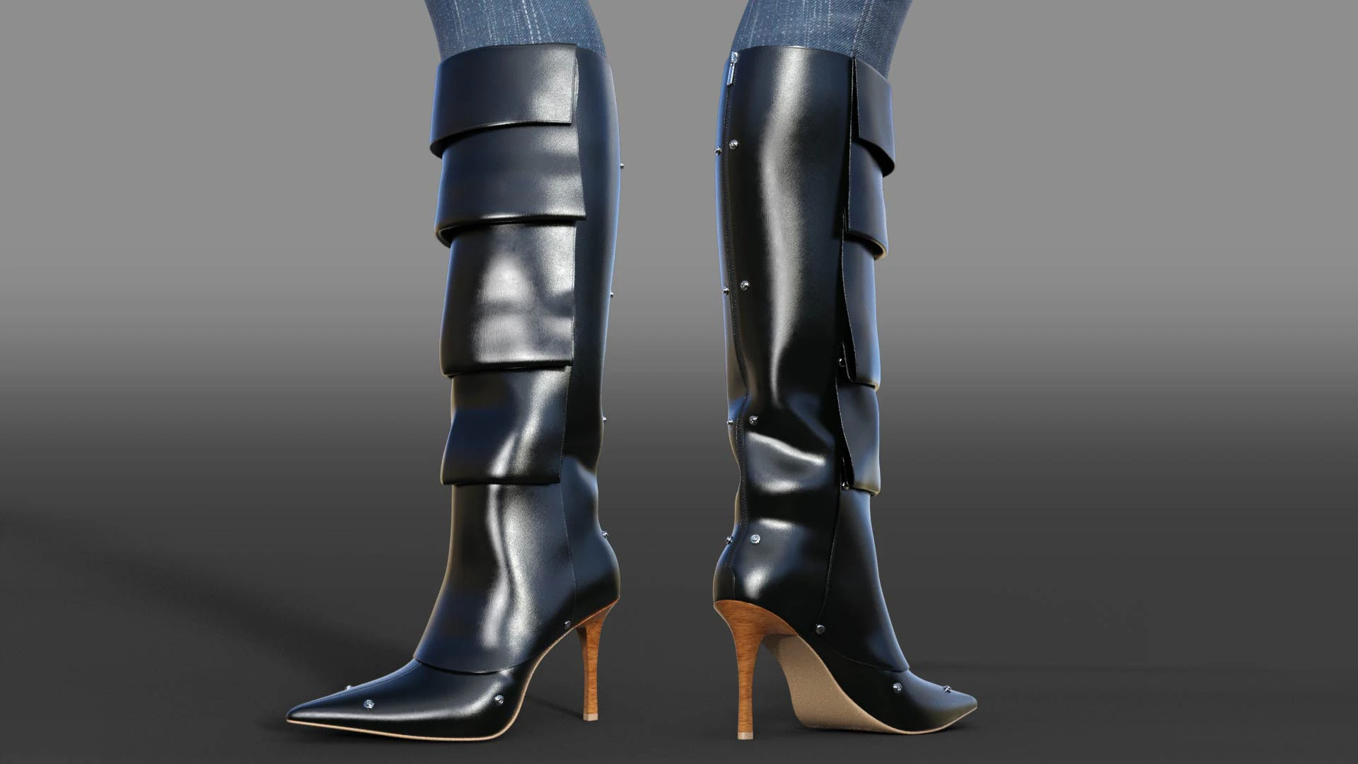 Stylish Womens Boots 3D Model .c4d .max .obj .3ds .fbx .stl .blend 
