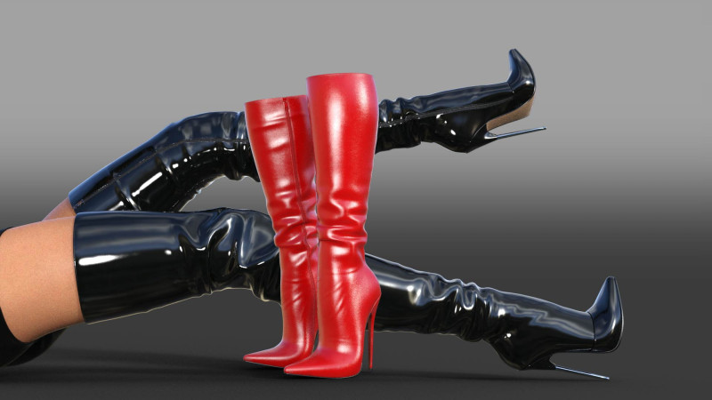 Sexy high-heeled stiletto boots two pairs 3D Модель .c4d .max .obj .3ds .fbx .stl .blend