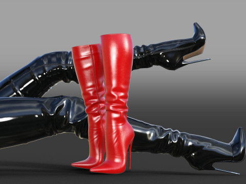 Sexy high-heeled stiletto boots two pairs 3D मॉडल