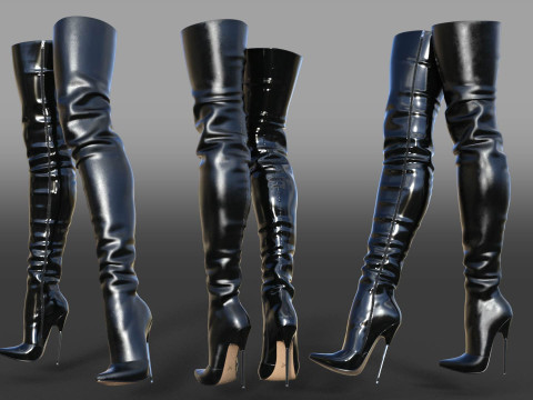 Sexy high-heeled stiletto boots two pairs 3D Модель