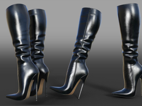 Sexy high-heeled stiletto boots two pairs 3D Модель