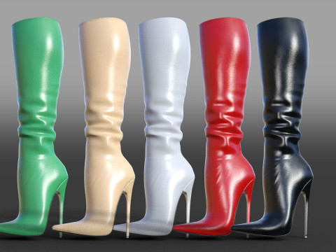 Sexy high-heeled stiletto boots two pairs 3D Модель