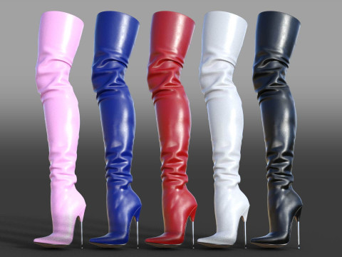 Sexy high-heeled stiletto boots two pairs 3D Модель