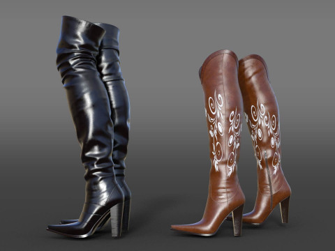 Country style boots Modelo 3D