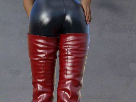 Thigh-High Leather Boots Modèle 3D