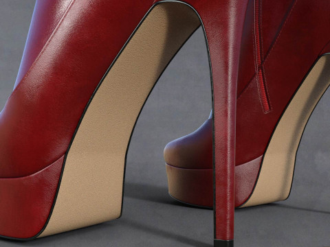 Thigh-High Leather Boots Modèle 3D