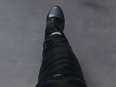 Thigh-High Leather Boots Modèle 3D