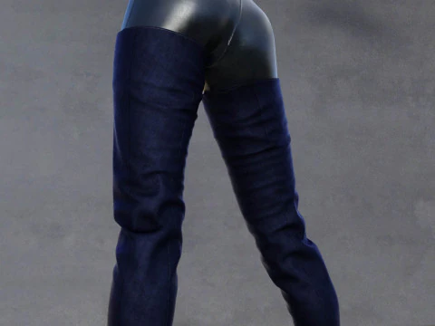 Thigh-High Leather Boots 3D Model