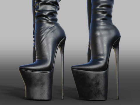 Womens Boots High Platform Boots two Pairs Modelo 3D