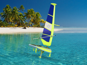 Of a hydrofoil board with a rigid wing sail 3D Model