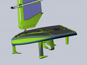 Of a hydrofoil board with a rigid wing sail 3D Model